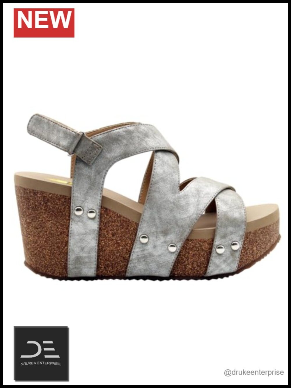 Faux Leather Wedge Sandals with Slingback Closure and Comfort Insole